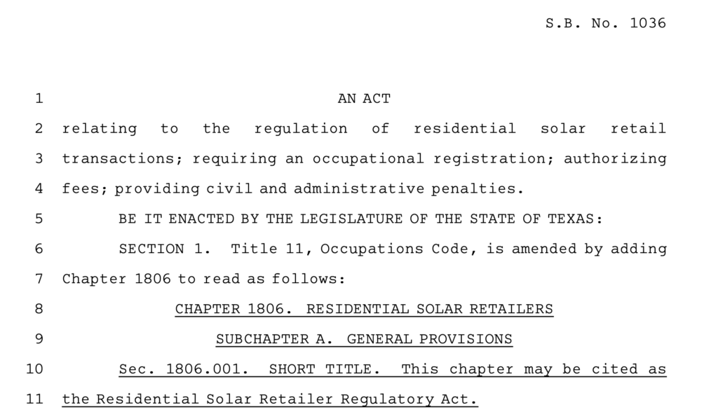 Texas Legislature Addresses Solar Panel Fraud