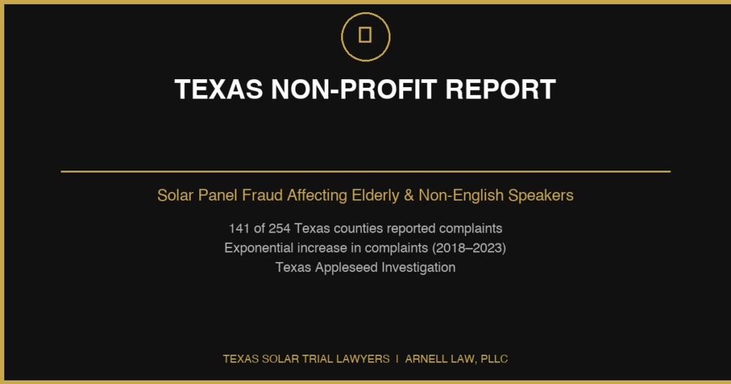 Texas Non-Profit Report on Solar Panel Fraud