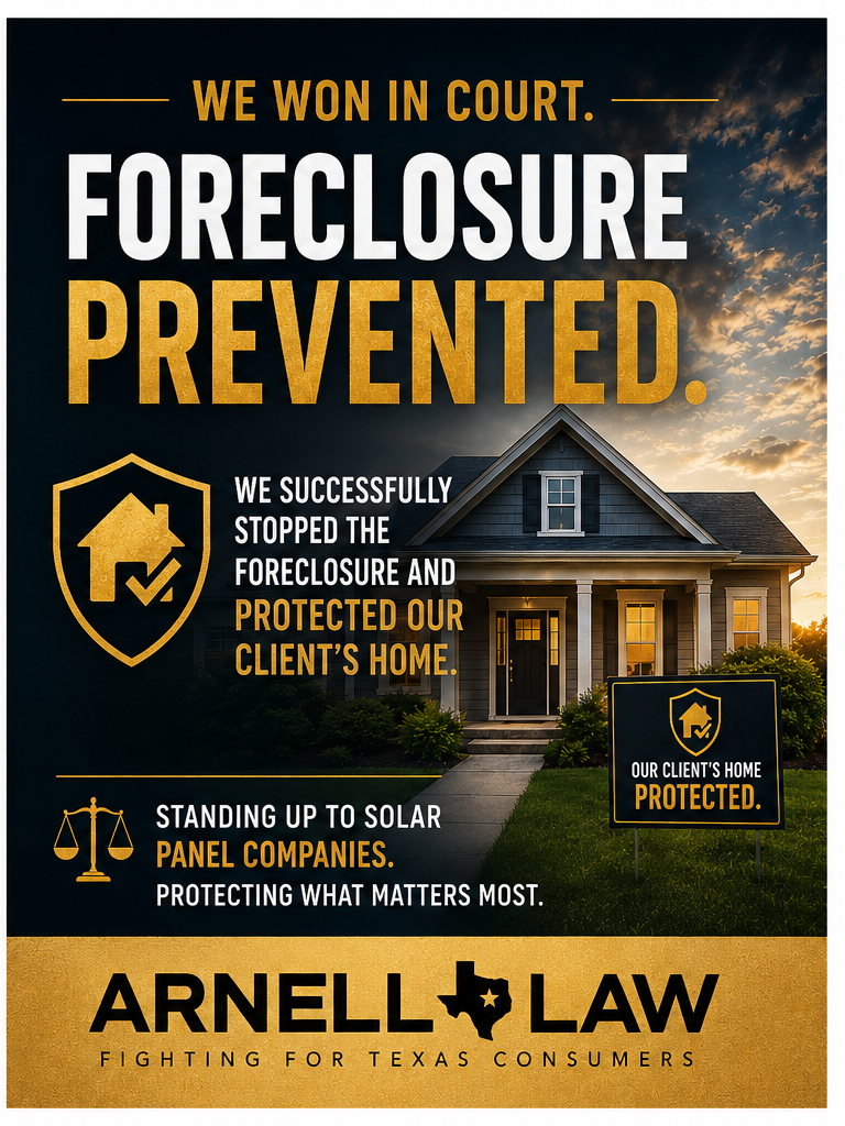 Home Saved — Foreclosure prevented over fraudulent solar loan